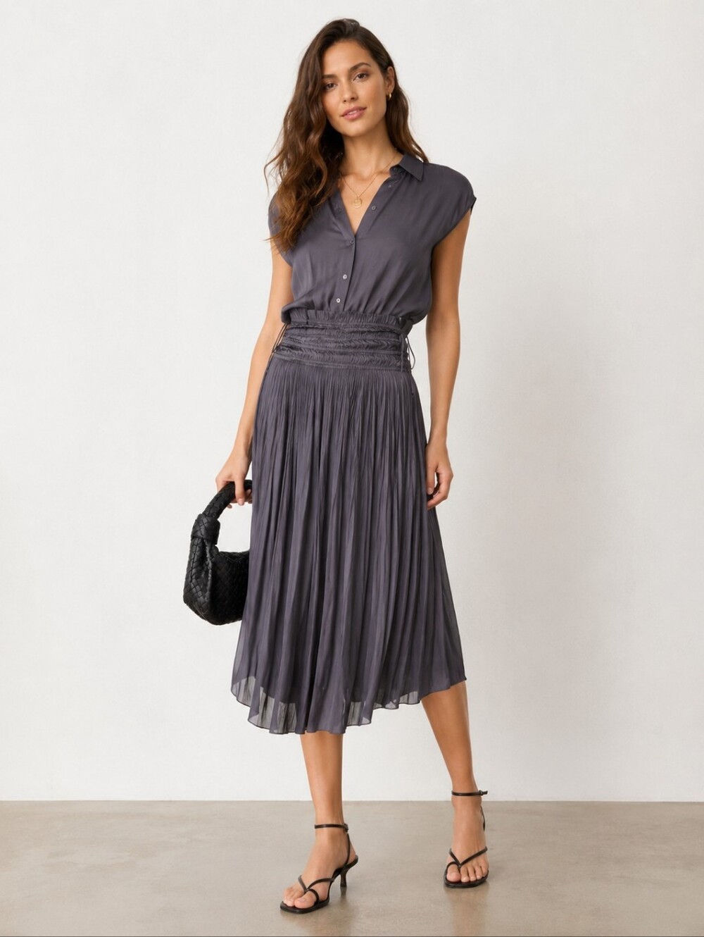 Ulla Johnson Midnight Satin Midi Skirt/Dress sz 0